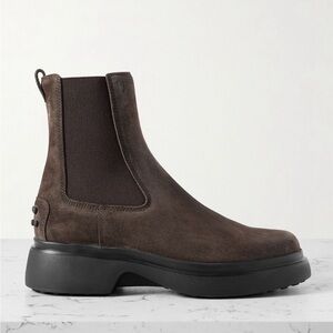 TOD'S Gomma suede Chelsea boots Brown Size 38.5 NIB
